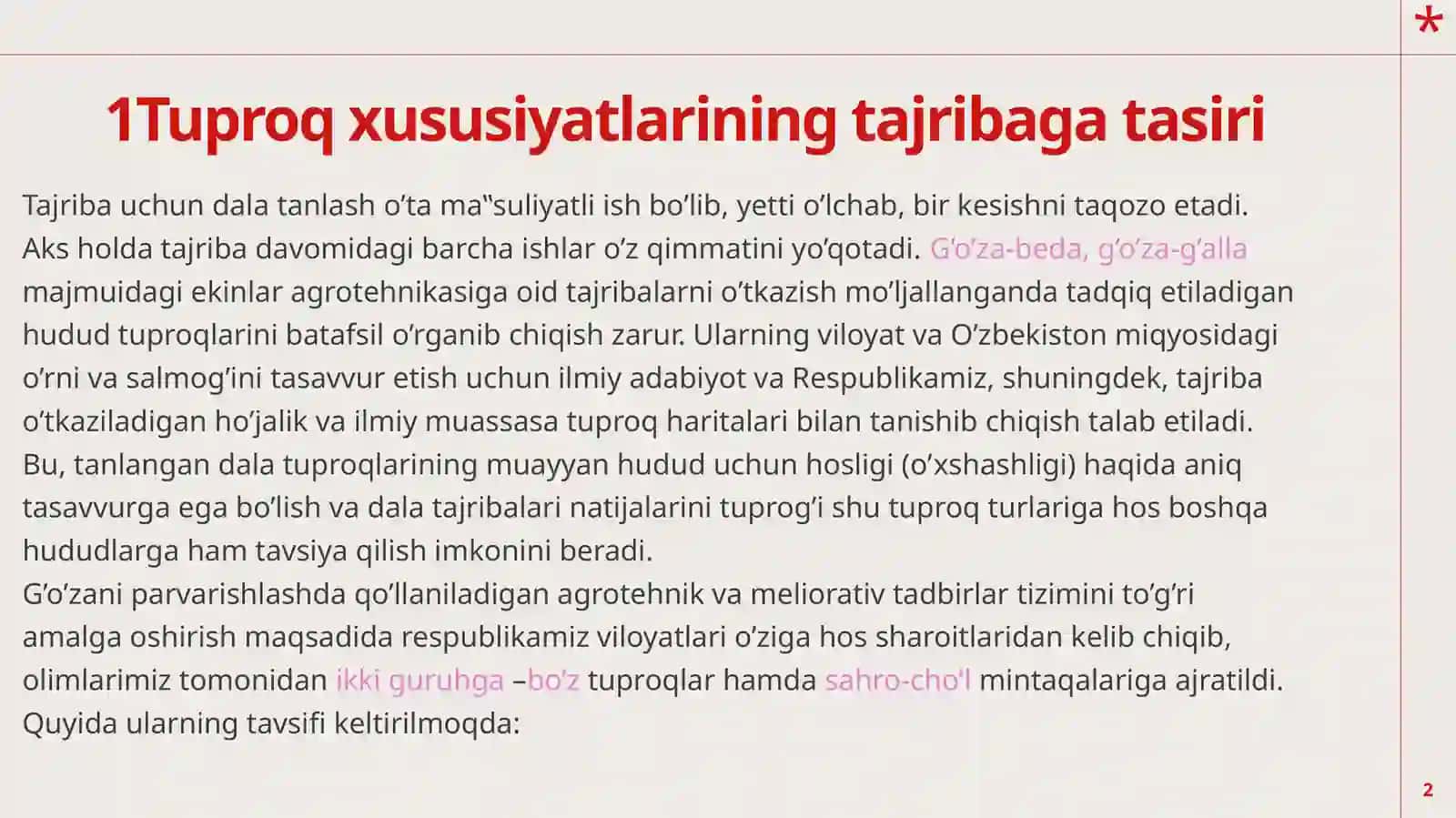 Tuproq xususiyatlari 2