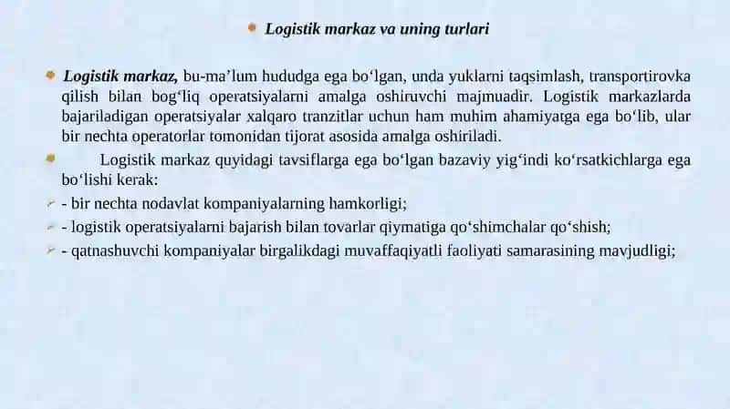 TRANSPORT LOGISTIK MARKAZLAR 2
