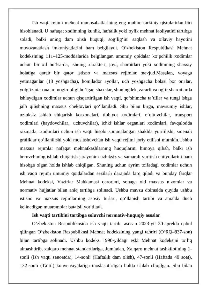 Ish vaqti rejimi 2