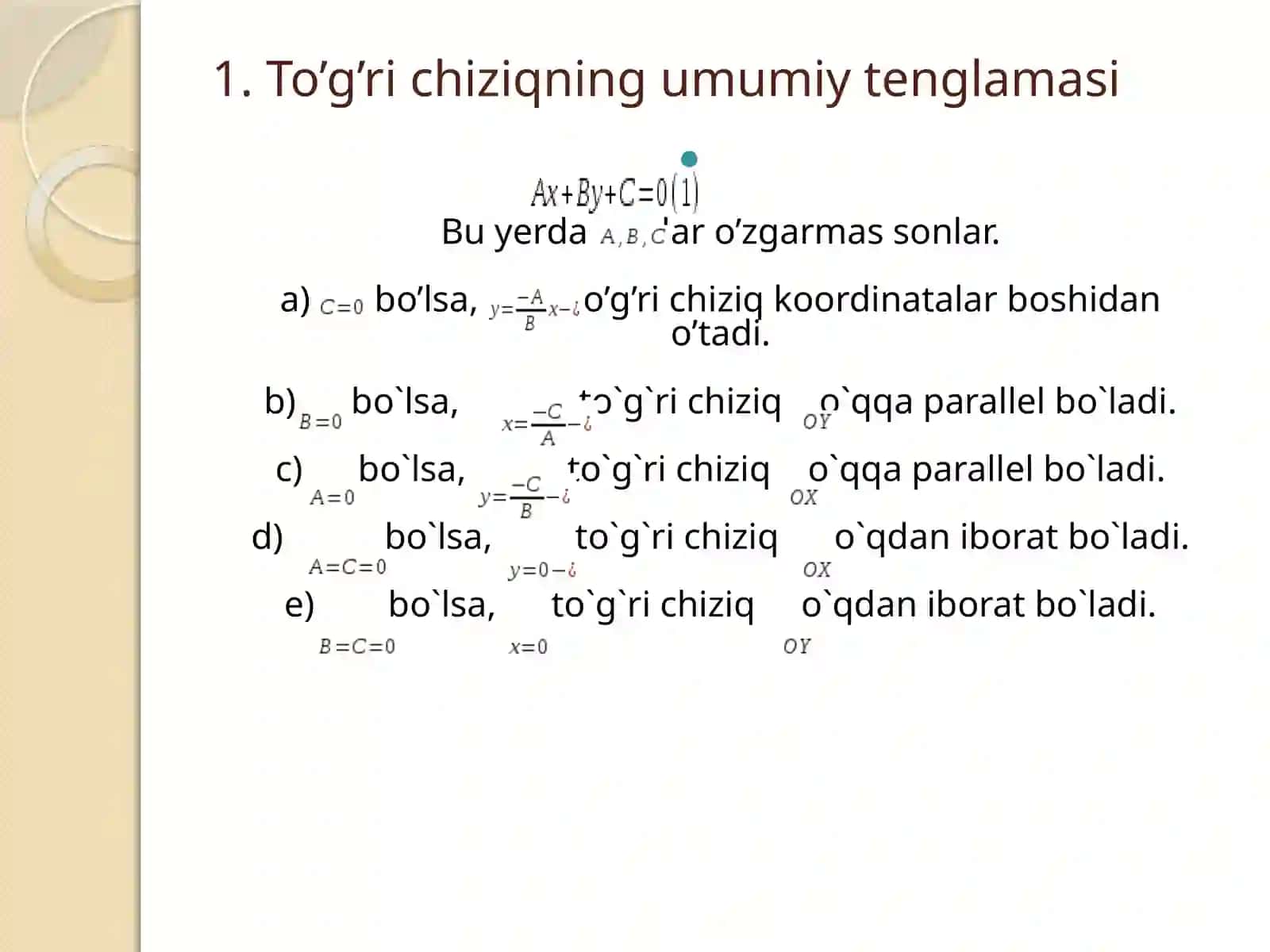Tekislida to’g’ri chiziq tenglamasi 2