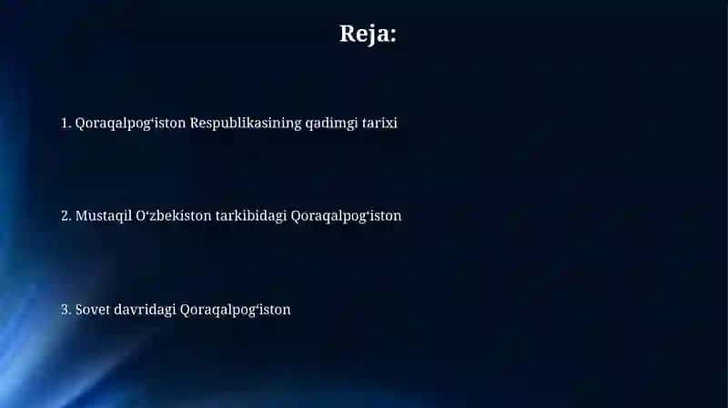 Qoraqolpog'iston Respublikasi tarixi haqida 2