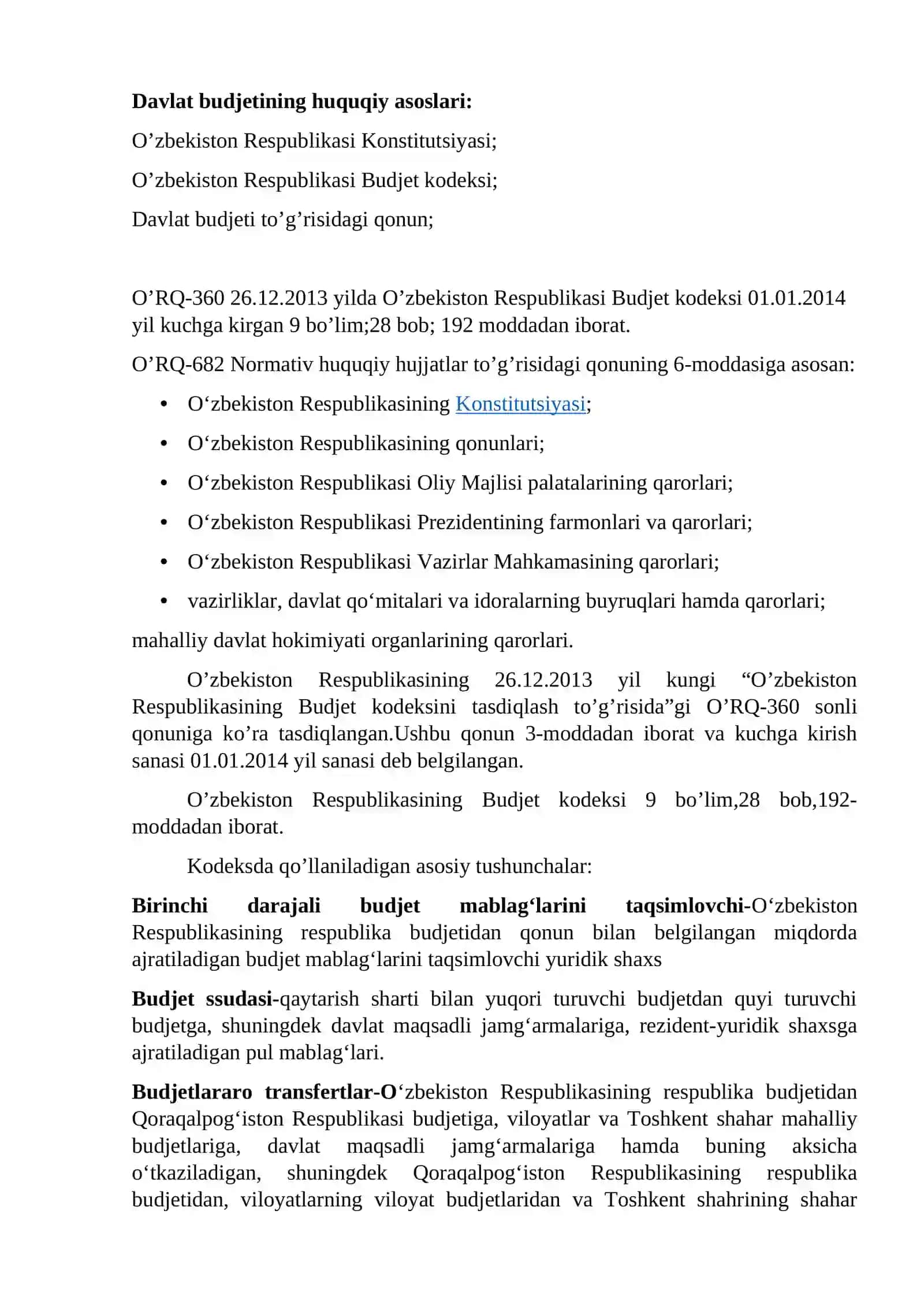 Davlat budjetining huquqiy asoslari 2