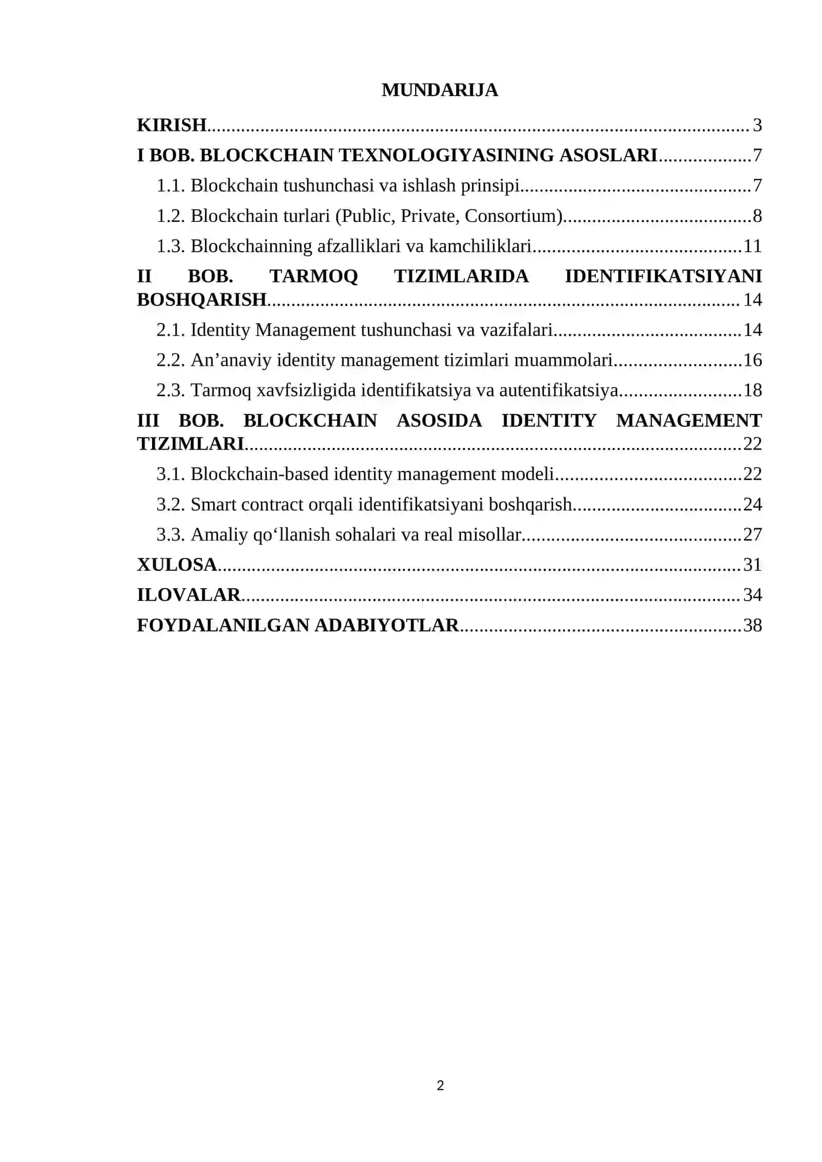 Blockchain-based identity management tarmoq tizimlarida 2