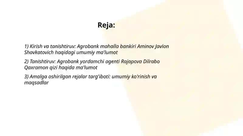 Amalga oshirilgan rejalar targ'iboti 2