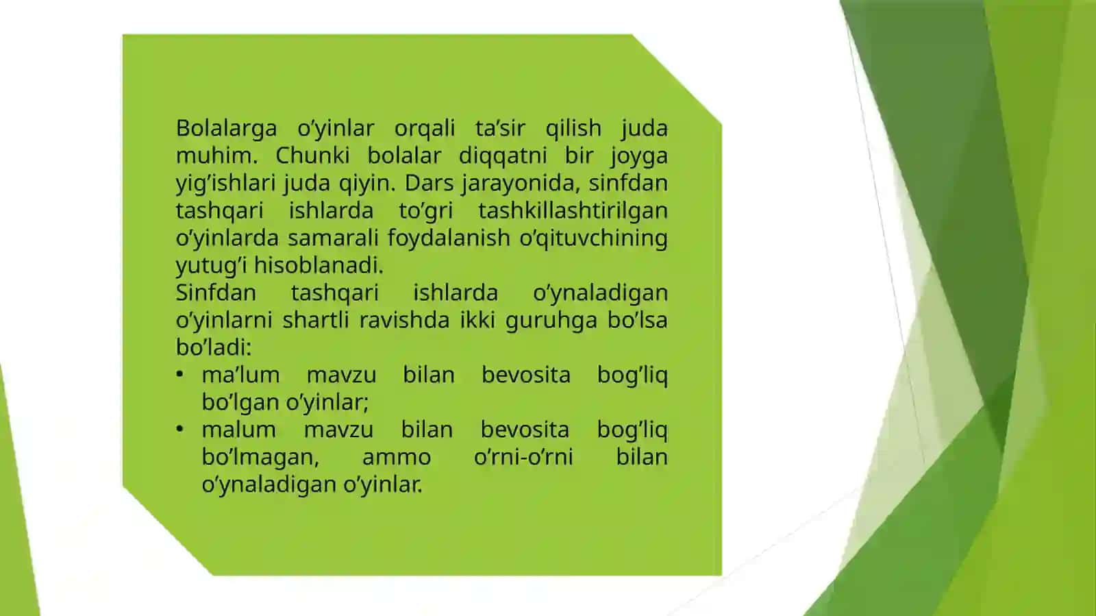 Sinfdan tashqari ishlarda grammatik o’yinlarning ahamiyati 2