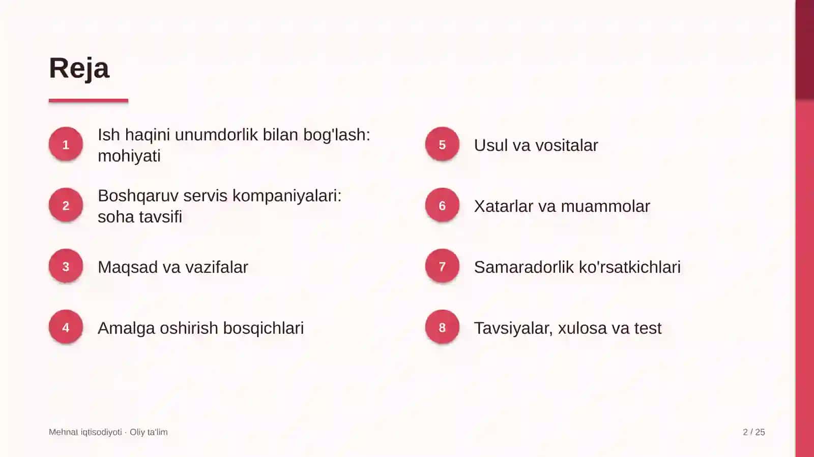 Mehant iqtisodiyoti · Oliy ta'lim 2