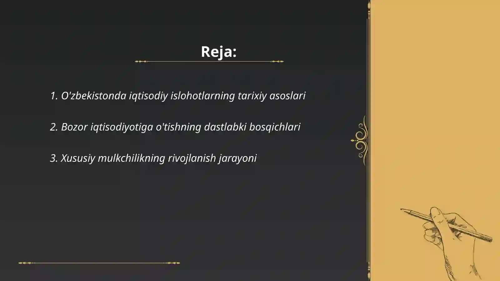 O'zbekistonda Iqtisodiy Islohotlar va Xususiy Mulkchilikning Shakllanishi 2