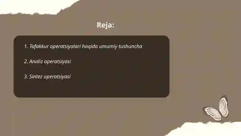 Tafakkur operatsiyalari va ularning tasnifi 2