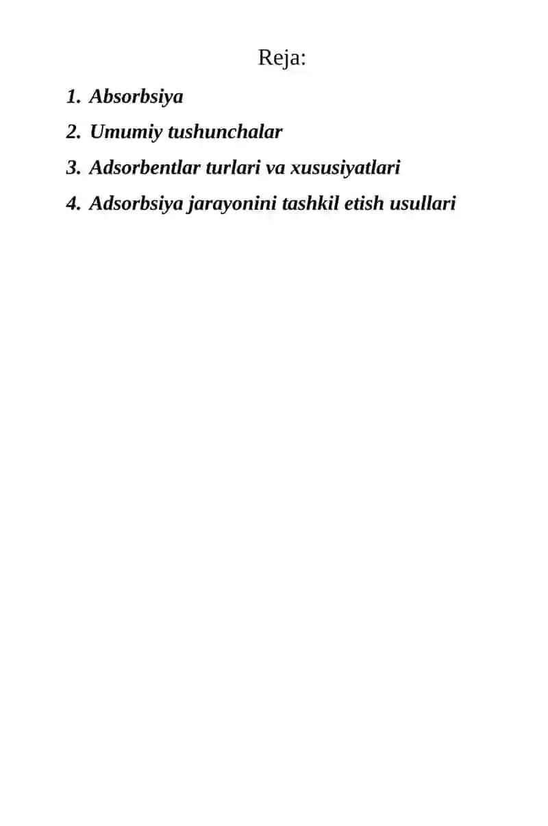 ADSURBERLAR ABSORBERLAR VA ULARNING AMALIYOTDA QO'LANISHI 2