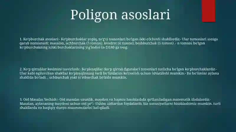 Ko'Pyoqlilar Ularning Turlari Kesimlarini Tasvirlash Oid Masalalar Yechish 2