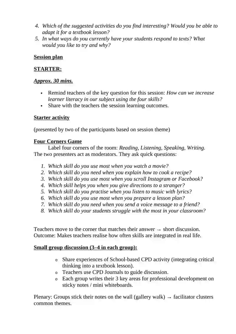 Cluster School CPD Session Plan 8 2