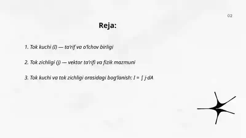 Tok kuchi va tok zichligi,zanjirning bir qismi va toʻla zanjir uchun oʻng qonuni 2