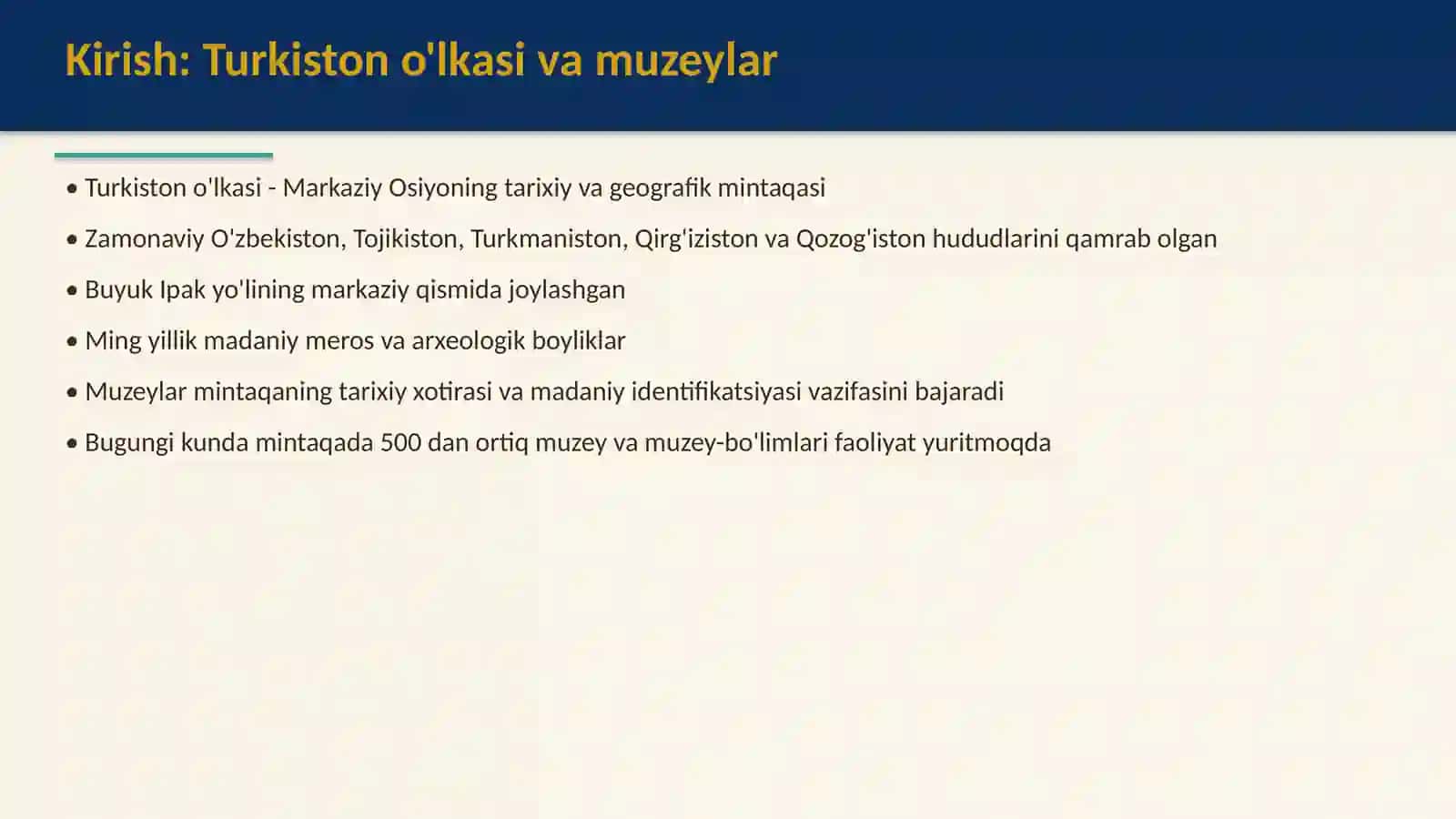 Turkiston o'lkasida muzey ishining shakllanish bosqichlari 2