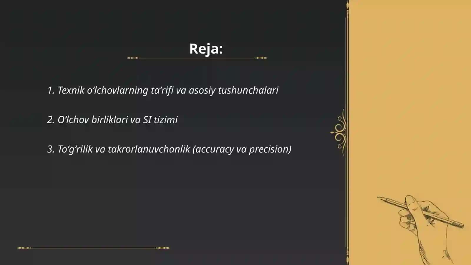 Texnik oʻlchovlarning mohiyati va oʻlchash usullari 2