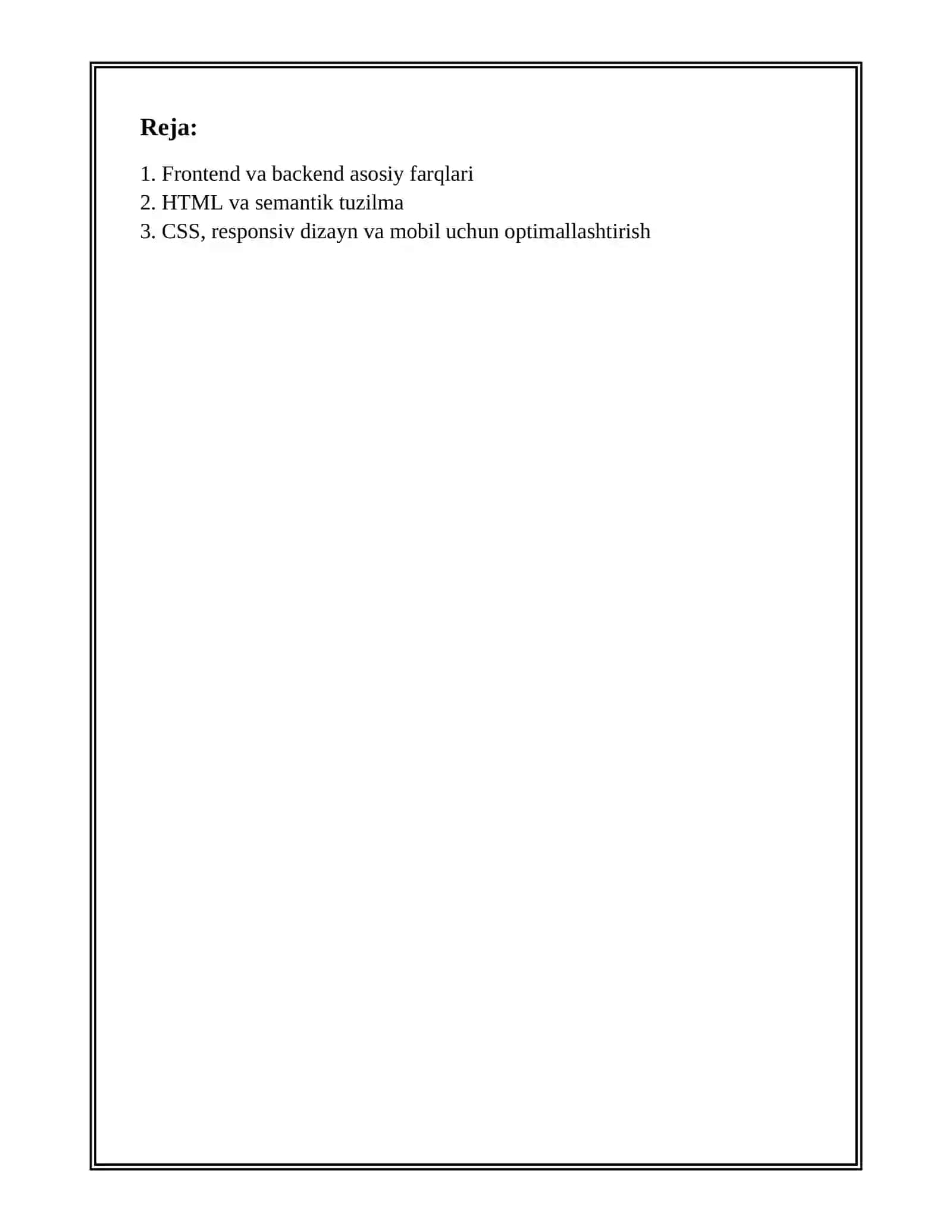 FRONTEND VA BACKEND TEXNOLOGIYALARI 2