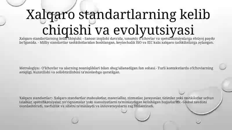 Metralogiya Xalqaro Standartlar 2