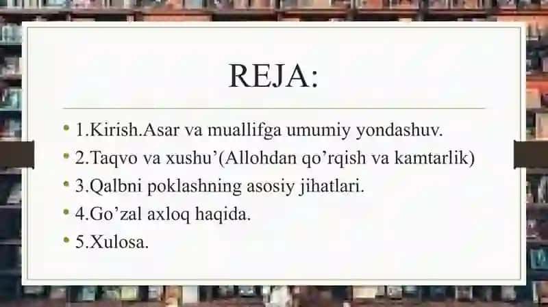 Mukoshafat ul qulub asar taqdimoti 2