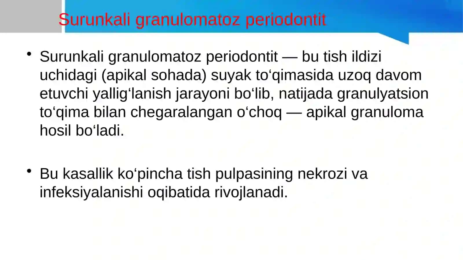 Surunkali granulematoz periodontit 2