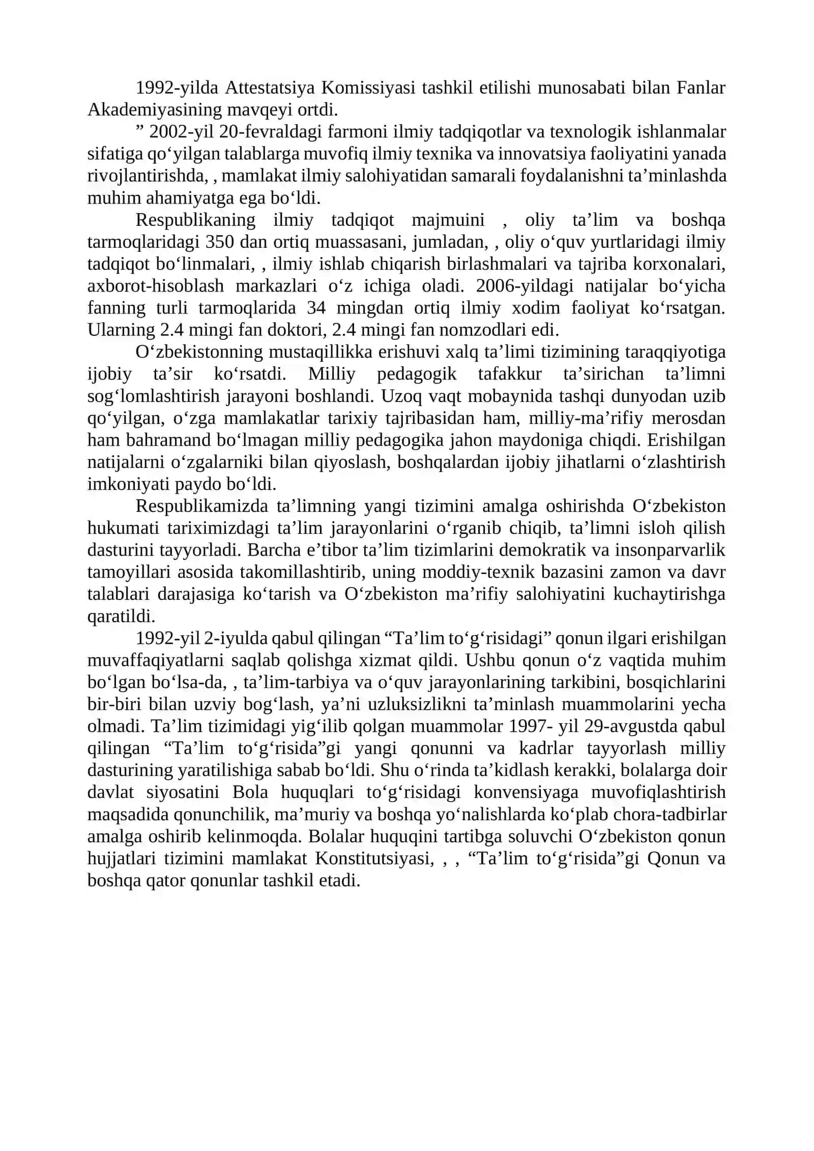 Ta'lim sohasida amalga oshirilgan islohotlar 2