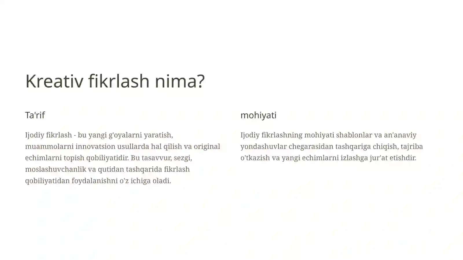 Kreativ fikrlash 2