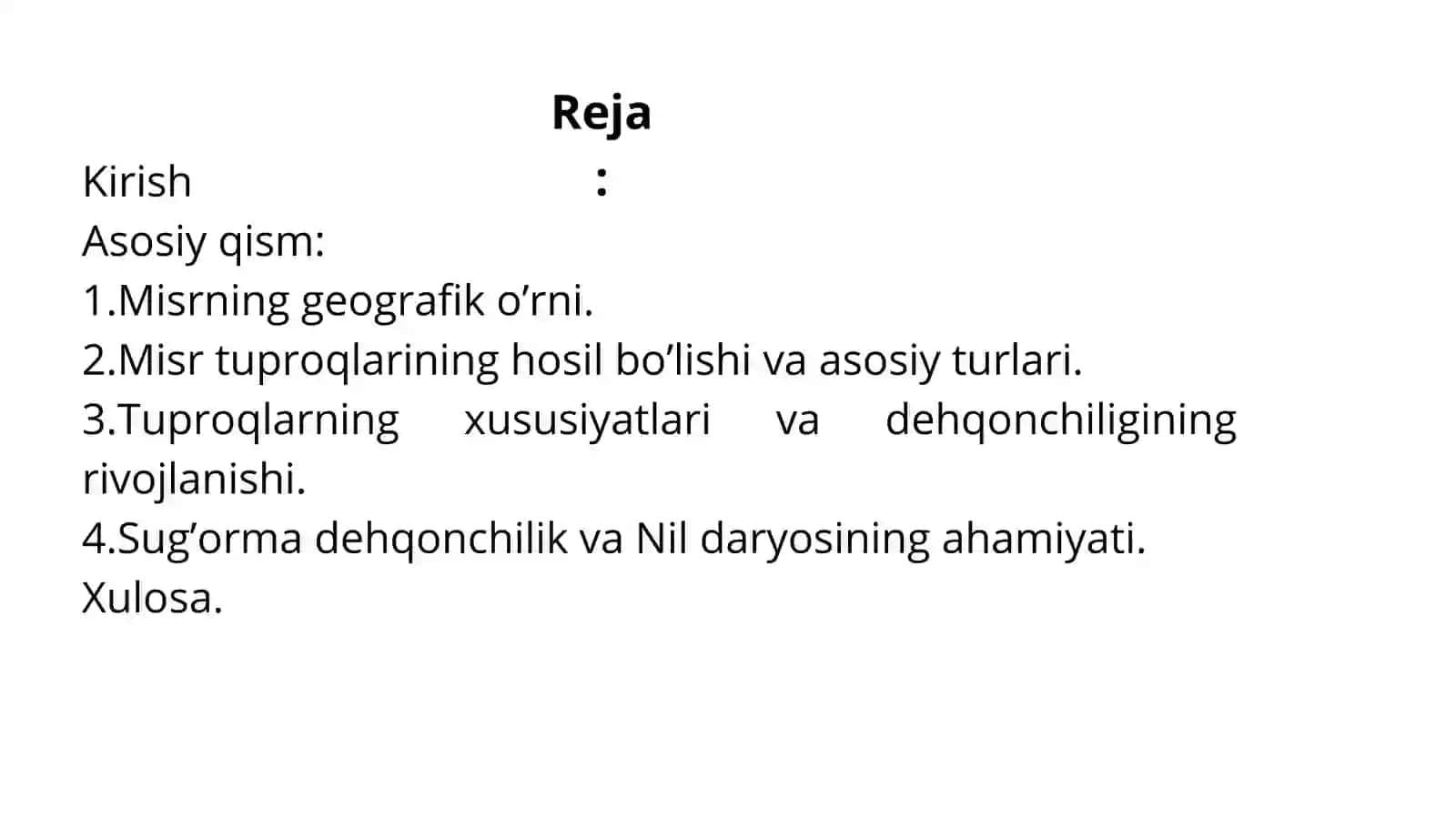 Misr tuproqlarining rivojlanishi 2