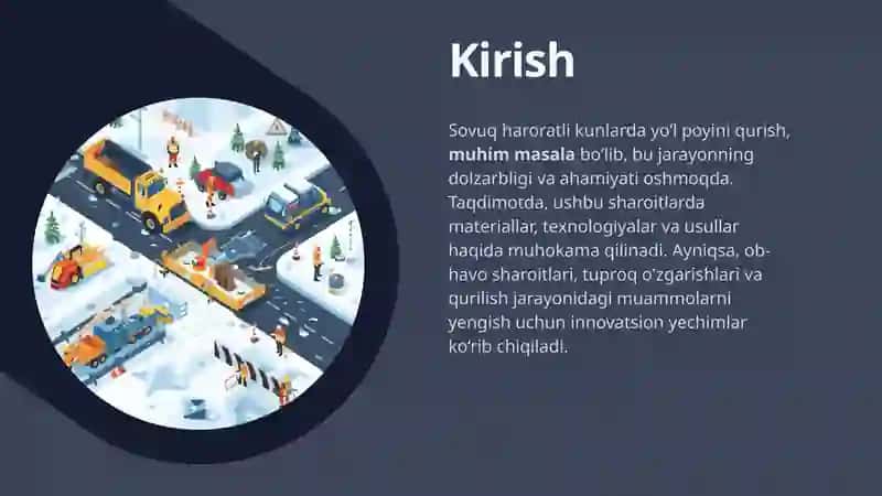 Sovuq haroratli kunlarda yo‘l poyini qurish 2