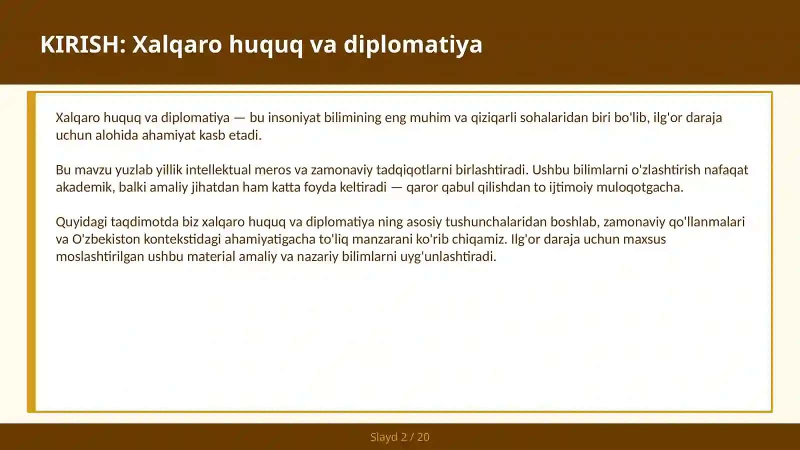 Xalqaro huquq va diplomatiya 2
