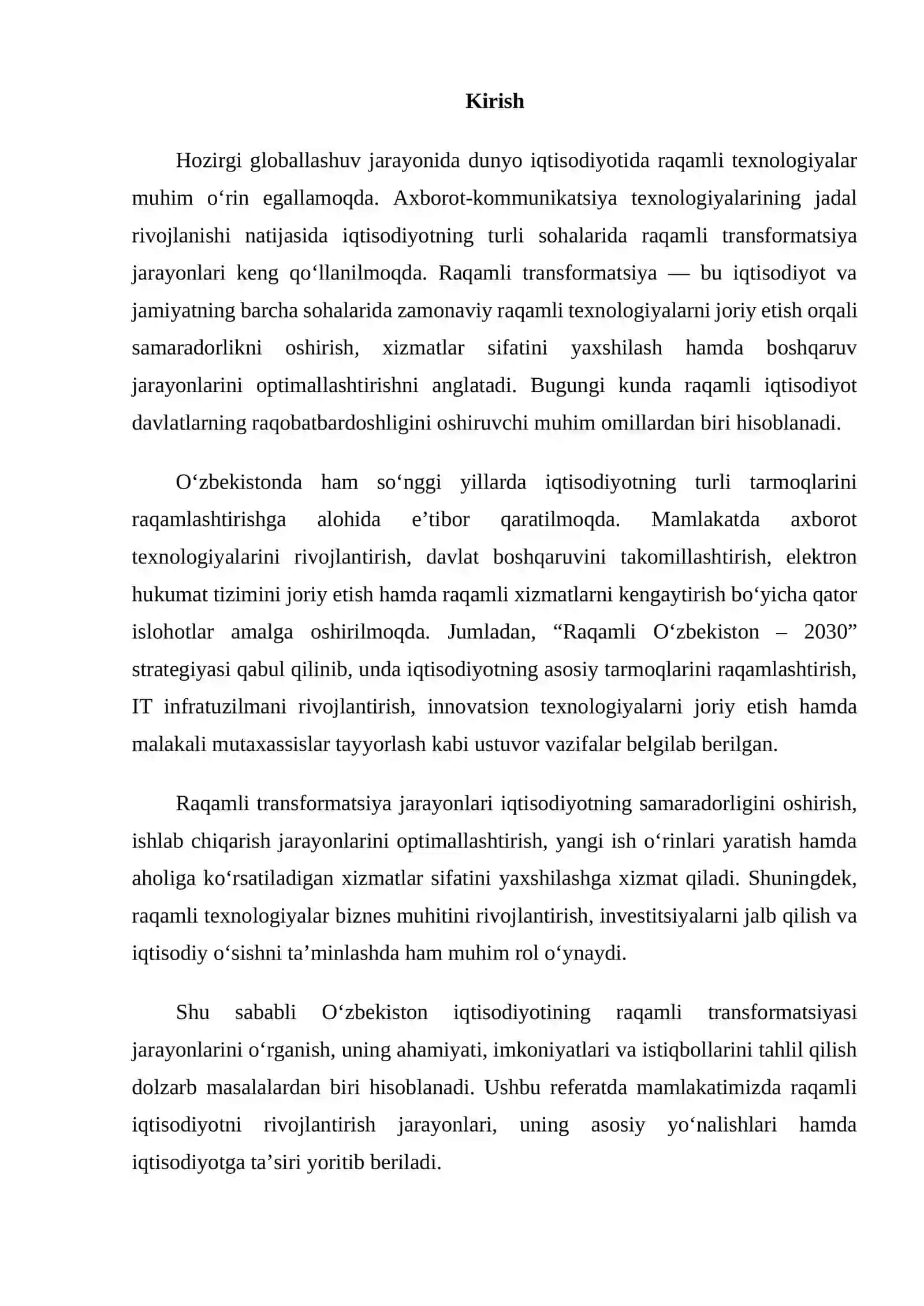 O'zbekiston iqtisodiyotining raqamli transformatsiyasi 2