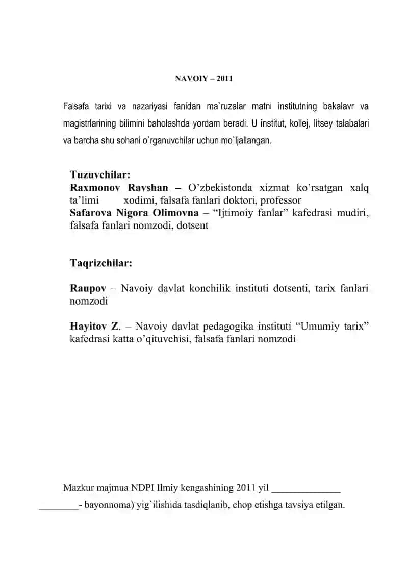 FALSAFA TARIXI VA NAZARIYASI 2