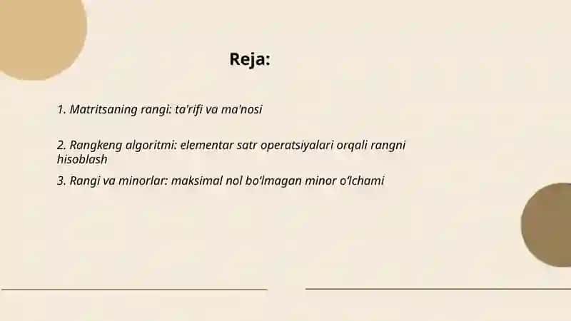 Determinantlar nazariyasi elementlari 2