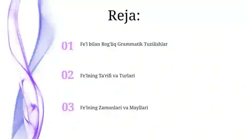 Fe'lning Turlari 2