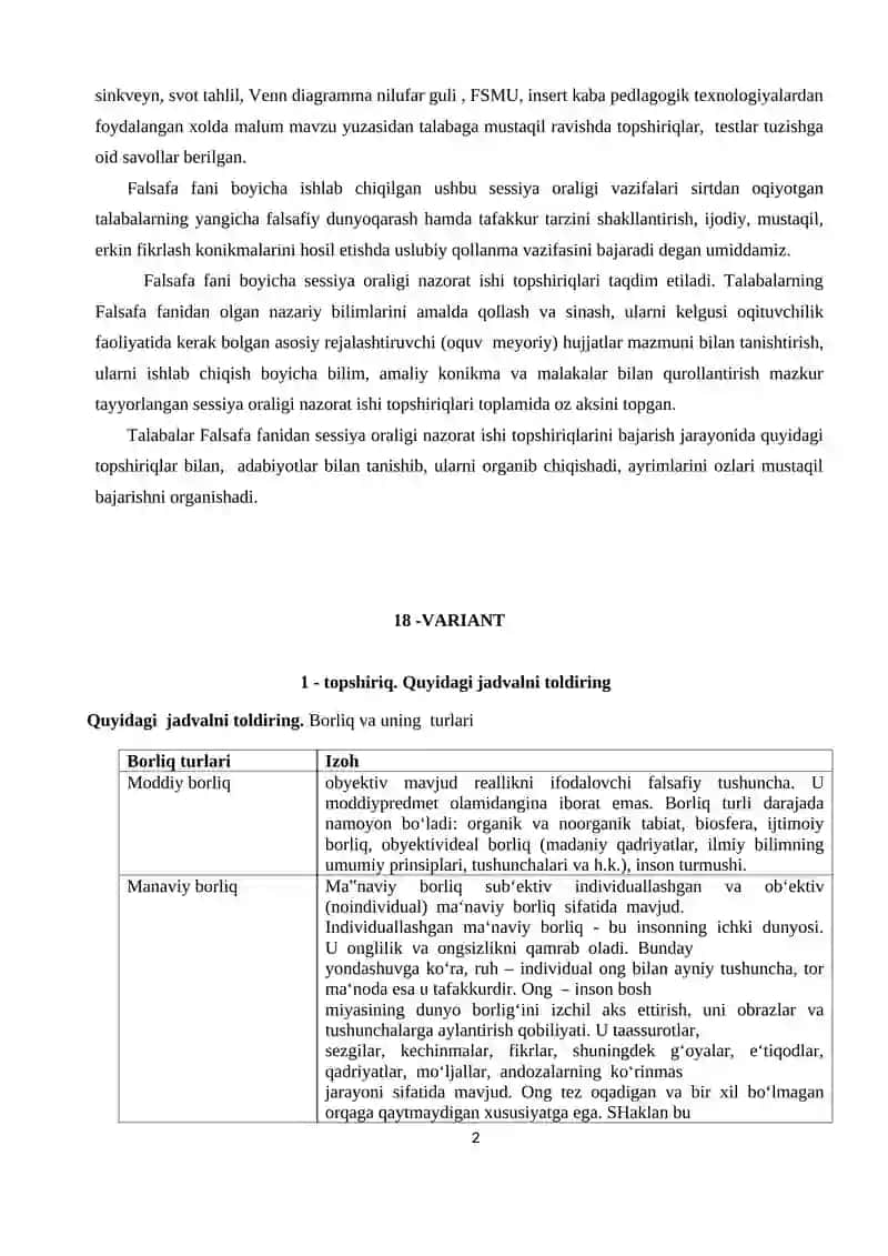 Falsafa fanining mazmuni 2