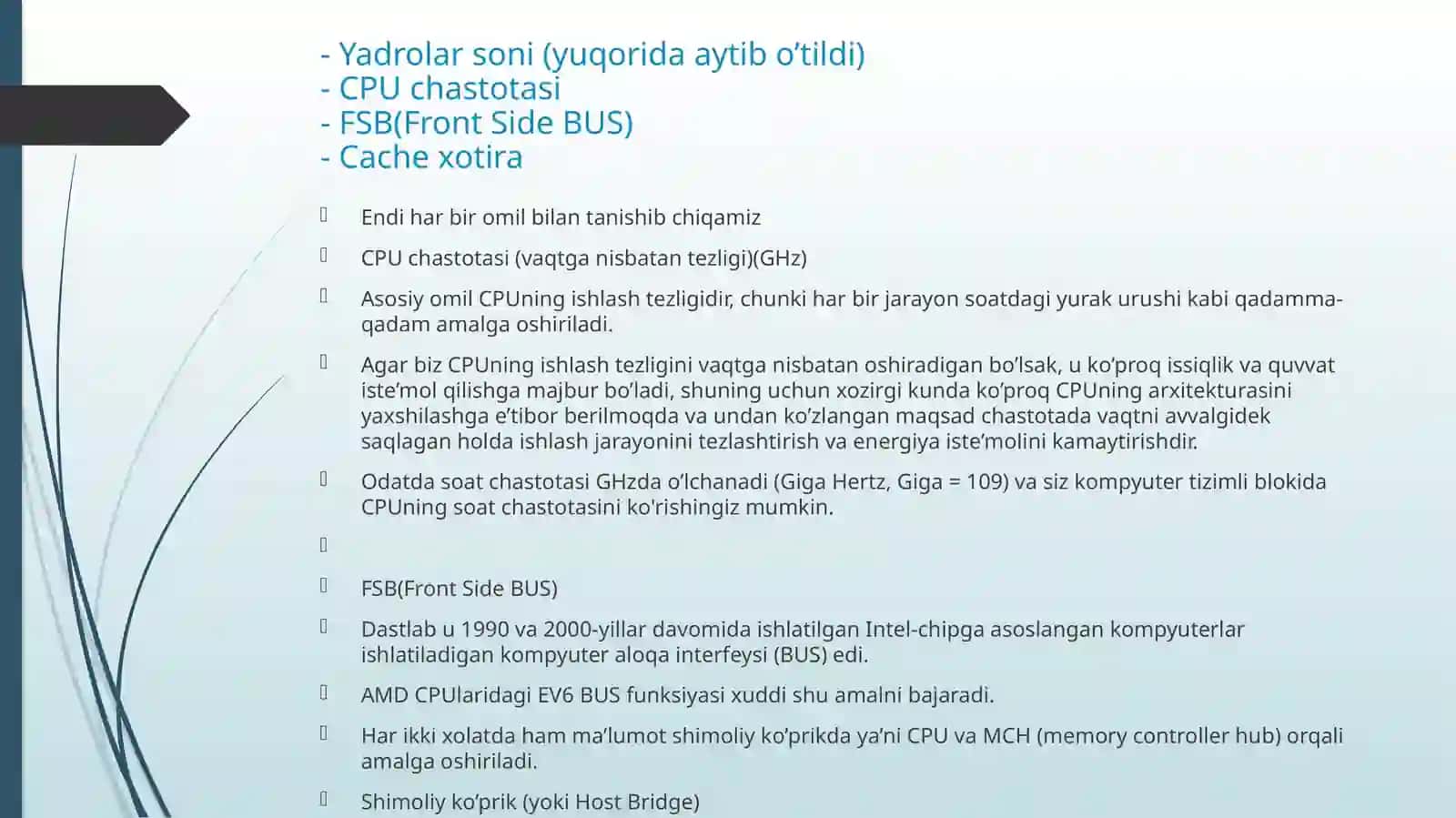CPU ishini aniqlashning asosiy tamoyillari 2