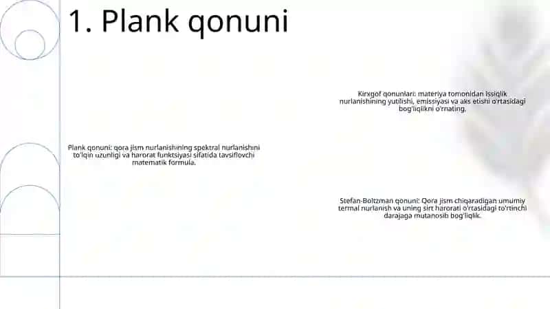 Plank, Kirxgof, Stefan-Boltzman, Wienning joy almashish qonuni 2
