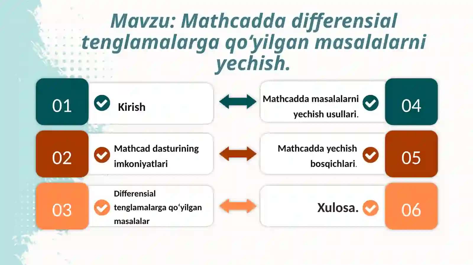 Mathcadda differensial tenglamalarga qo‘yilgan masalalarni yechish 2