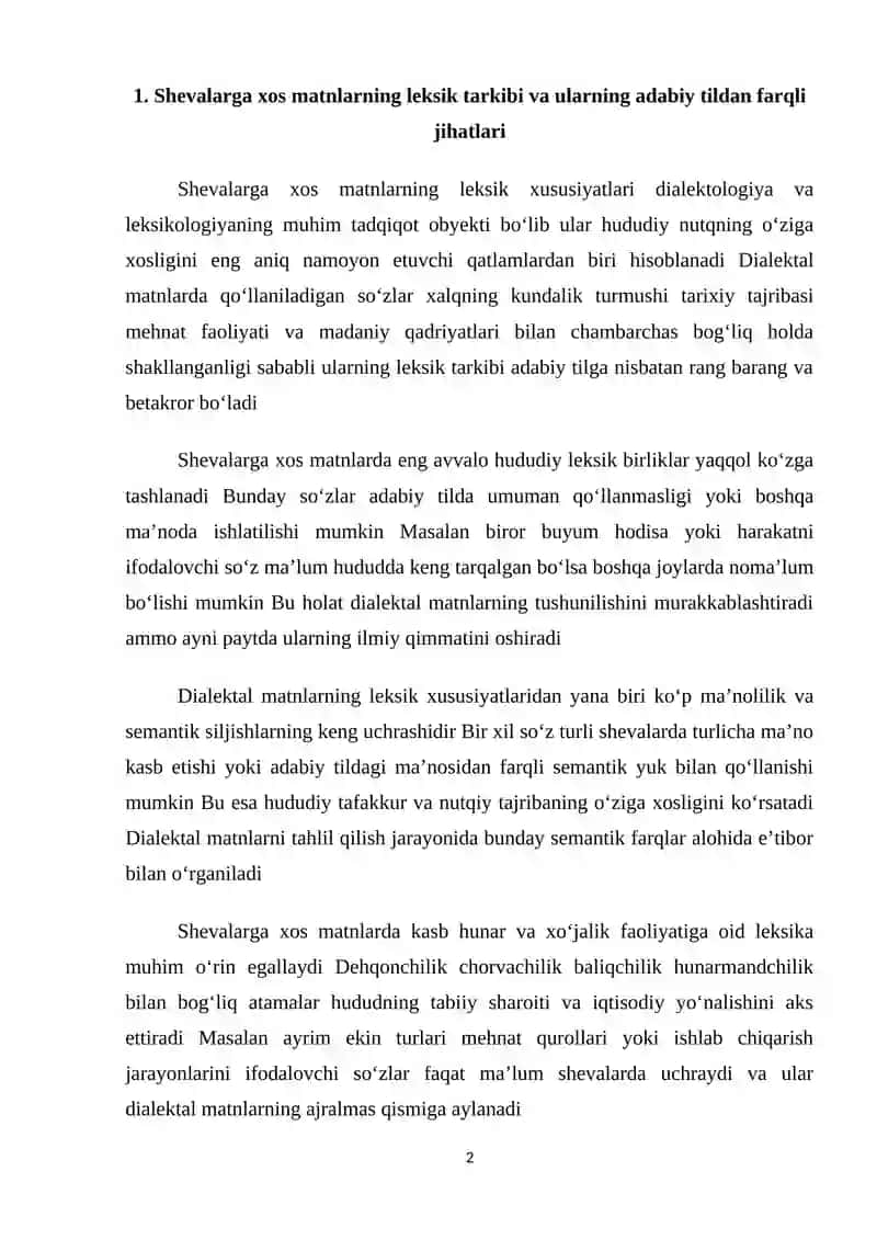 Shevalarga xos matnlarning leksik xususiyatlari 2