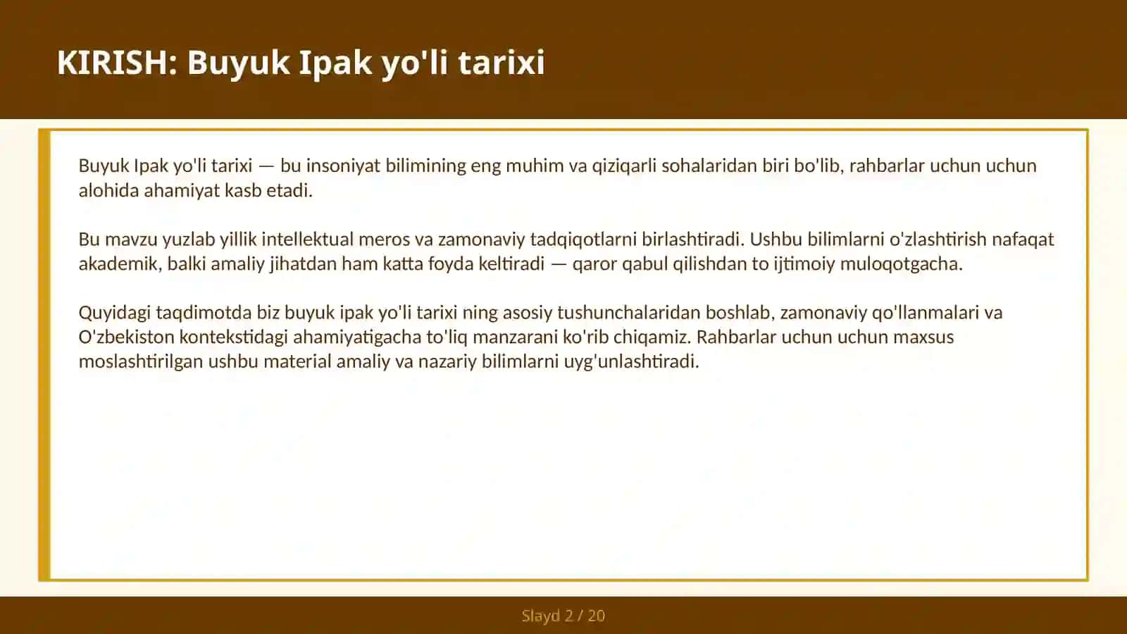 Buyuk Ipak Yo'li Tarixi 2