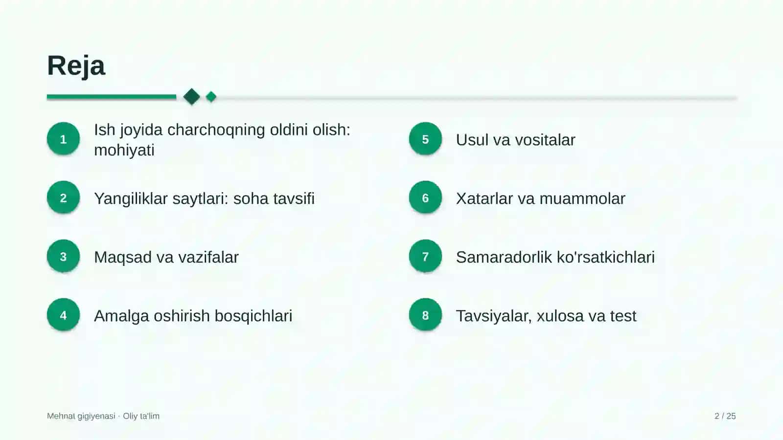 Yangiliklar saytlarida ish joyida charchoqning oldini olish 2
