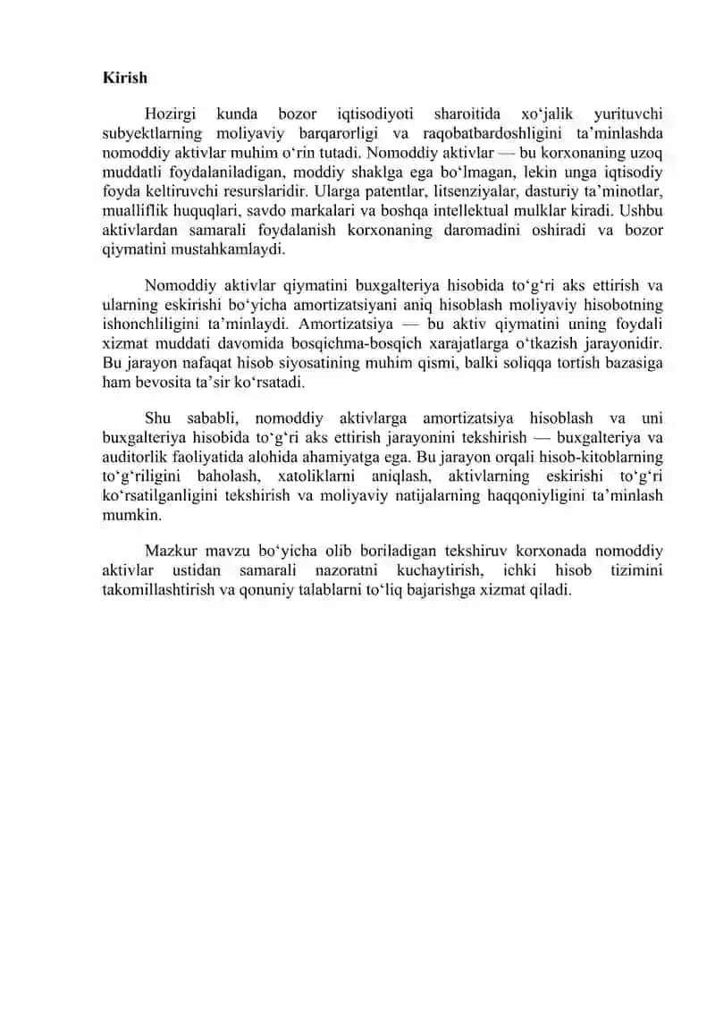 Nomoddiy aktivlarga amortizatsiya hisoblash 2