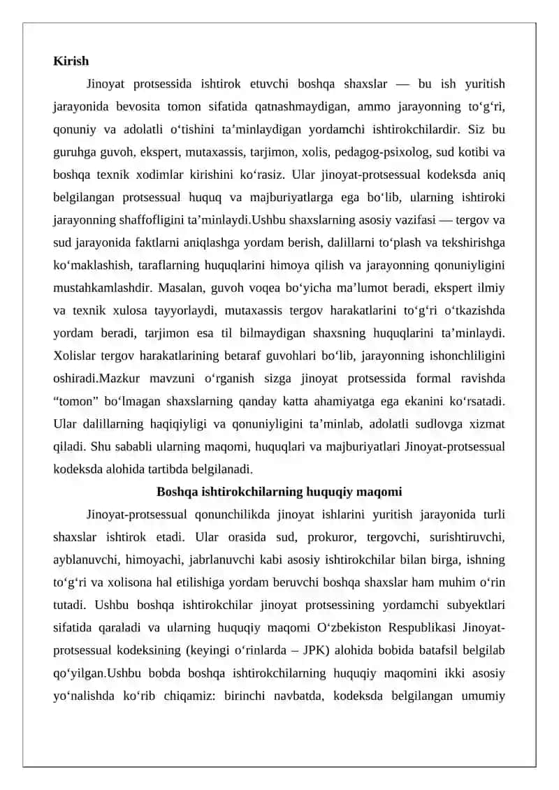 Jinoyat protsessida ishtirok etuvchi boshqa shaxslar 2