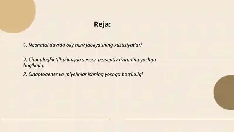 Neonatal davrda oliy nerv faoliyatining xususiyatlari 2