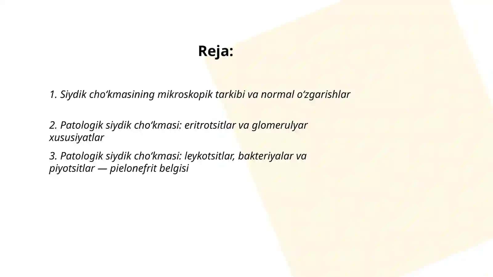 Siydik cho‘kmasidagi o‘zgarishlar 2