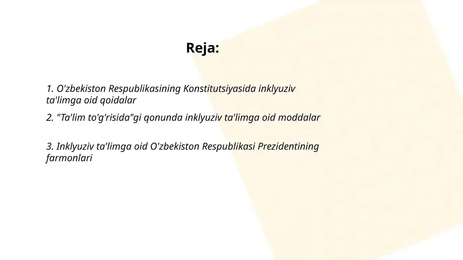 O'zbekistonda inklyuziv ta'limning me'yoriy - huquqiy bazasini tahlil qilish 2