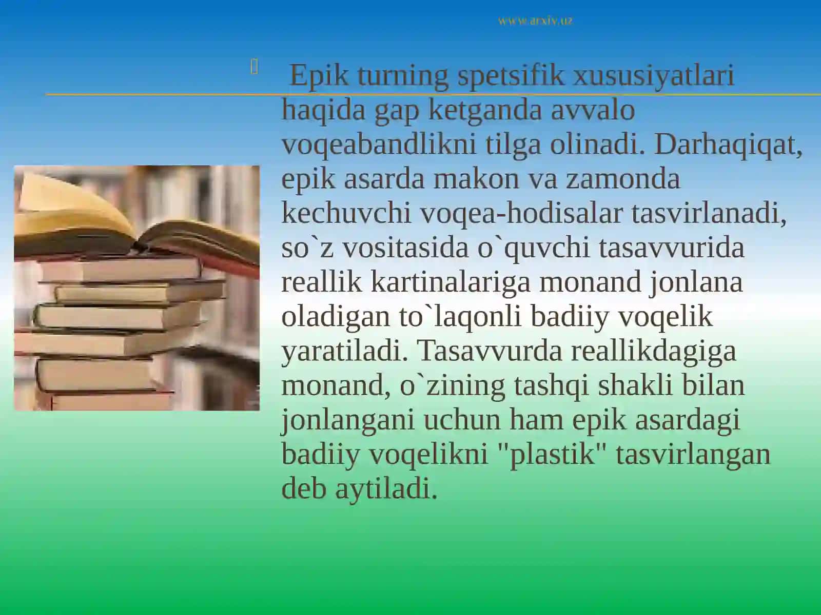 Epik tur va uning janrlariReja 2