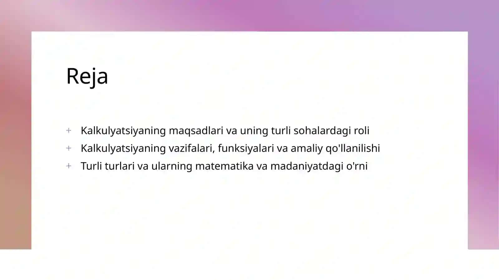 Kalkulyatsiya: Maqsadlar va Amaliyot 2