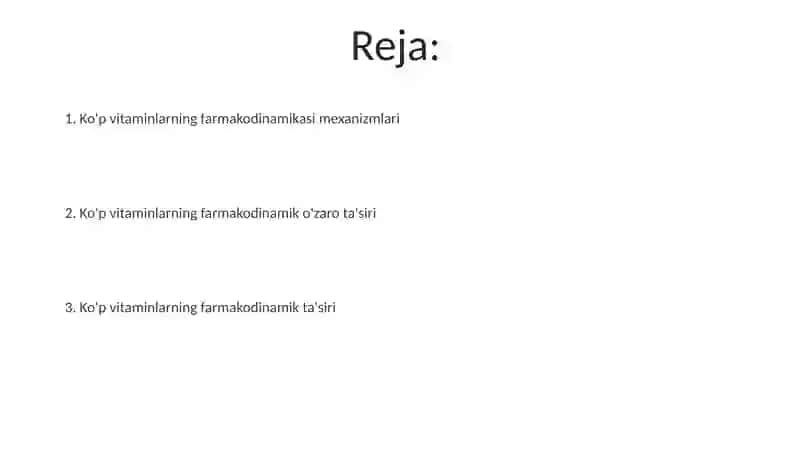 Polivitaminlarning farmokodinamikasi 2