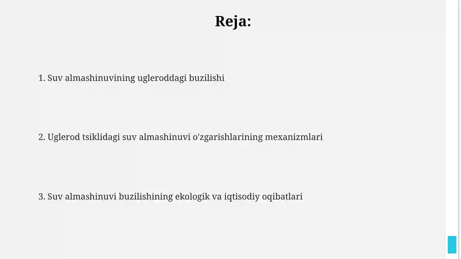 Karbon suvlarning almashinuvining buzulishi 2
