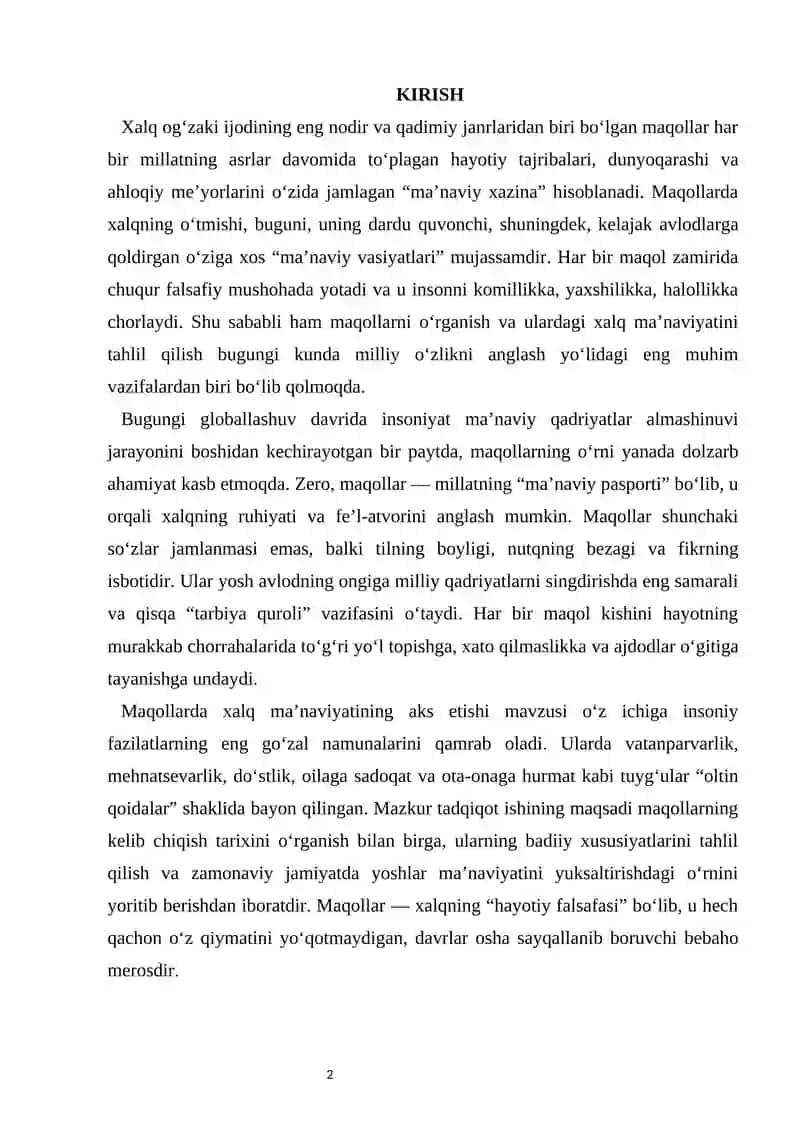 Maqollarda xalq ma’naviyatining aks etishi 2