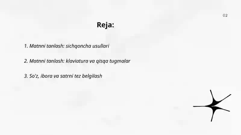 Matnni belgilash va tahrirlash 2