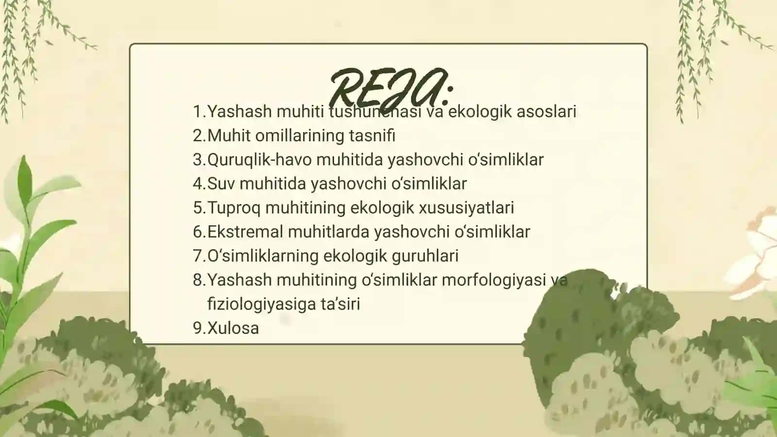 Oʻsimliklarning yashash muhitlari 2